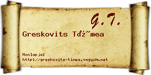 Greskovits Tímea névjegykártya